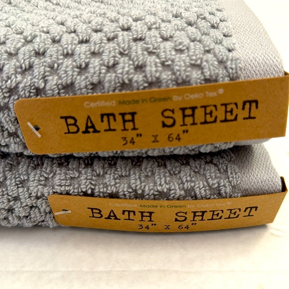 2pc ECOEXISTENCE Bamboo Zero Twist Loops Bath Sheet Towel - Pearl Grey - Picture 3 of 5